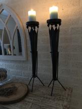 Jeu de torches de château en métal avec couronne