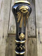 Wandelstok vrijmetselarij / tempeliers, uniek en exclusief, messing
