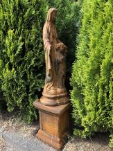 Maria mit Kind - auf Sockel - Stein - 105 cm - Oxid