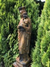 Maria met kind - stenen beeld - 80 cm - oxide - in detail