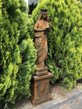 Maria met kind - op sokkel - steen - 120 cm - oxide