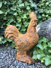 Haan - stenen dierenbeeld - 42 cm - oxide - klassiek