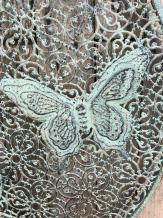 Metalen wandornament - vlinder - rustiek groen - rond