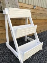 Jardinière en bois, 3 jardinières dans un support, blanc, support à fleurs