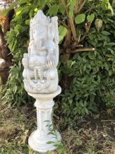 Ganesha - auf Sockel - Stein - 175 cm - weiß - Hinduismus