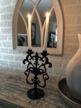 Kerzenleuchter - 2-Arm - Gusseisen - Braun-Rost