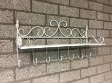 Porte-manteau à étages, en fer forgé ivoire blanc