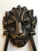 Heurtoir de porte lion, fonte bronze avec klopvanger