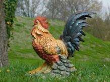 Hahn - Polystone - 37 cm - farbig - mit Mais - ländlich