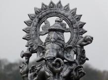 Ganesha - Polystone Statue - 80 cm - silbergrau mit schwarz