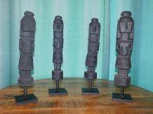 Set van 4 handgesneden Asmat beelden - Tibal Art Wood