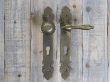 Jeu de quincaillerie pour porte d'entrée, PZ 92 . 1 bouton, 1 vérin, 2 x plaque longue, y compris mandrin