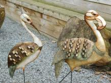Lot de 2 - flamant rose et grue - métal - fait main
