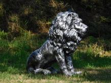 Lion - polystone - 66 cm - argent/gris - détaillé
