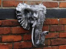 Tête d'éléphant - polystone - 45 cm - noir/argent - en détail