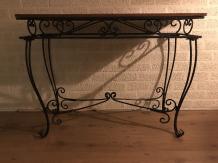 Antieke side table, decoratieve tafel, bruin