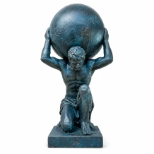 Atlas beeld van polystone in Vintage Blue – klassiek