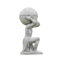 Atlas met bol en bloempot - steen - 105 cm - klassiek