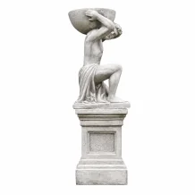 Klassische Atlas-Statue mit Sockel und Waage – 147 cm Stein