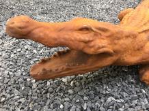 Krokodil - stenen dierenbeeld - 120 cm - oxide - klassiek