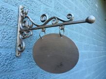 Naambord met zijarm - metalen winkel en huis bord - klassiek