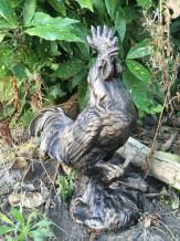 Hahn - Metallstatue - 30 cm - bronzefarben - im Detail