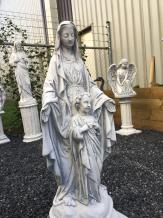 Maria met kind - stenen beeld - 65 cm - klassiek wit