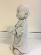 Moine Shaolin - avec plateau d'évaporation - statue en pierre - 24 cm