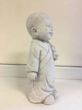 Moine Shaolin - avec sac à dos - statue en pierre - 24 cm