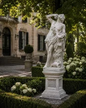 Dionysus Bacchus - tuinbeeld op sokkel - steen - 200 cm - klassiek