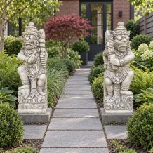 Set van 2 tempelwachters - steen - 65 cm - Balinese krijgers