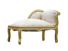 Vintage chaiselongue – barokstijl – goudkleurig hout – beige