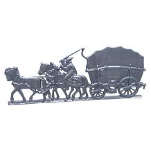 Gietijzeren wanddecoratie - boer, paard en wagen - zwart