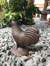 Coq - statue en fonte - 17 cm - marron/noir - en détail