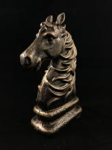 Belle statue de cheval en fonte, aspect bronze