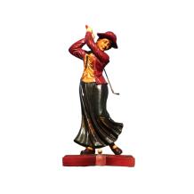 Vrouwelijke golfer - hout - 70 cm - in kleur - uniek