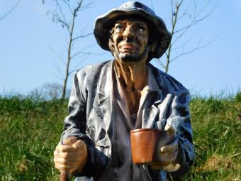 Bettler - Polystone Statue - 92 cm - in Farbe und Detail