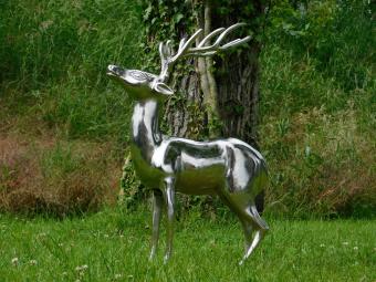 Hertenbeeld – aluminium – zilverkleur – 70 cm hoog