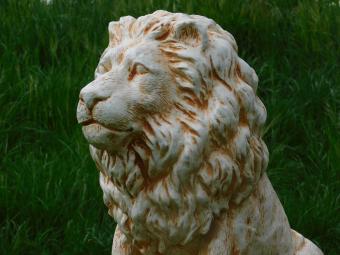 Löwe - Polystone-Statue - 67 cm - weiß - rustikales Finish