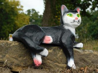 Beeld Liggende Poes - 33 cm - Polystone