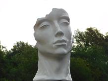 'Het gezicht' - polystone beeld - 51 cm - uniek - wit