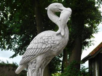 Beeld Reiger met Vis - 90 cm - Steen