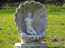 Frau in Muschel - Steinstatue - 40 cm - detailreich