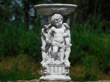 Engel mit Schale - Steinstatue - 35 cm - Vogelbad
