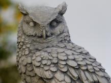 Hibou sur souche d'arbre - statue animal en pierre - 37 cm - classique
