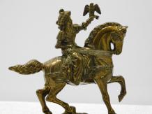 Pièce unique : Statue de fauconnier à cheval - Laiton