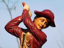 Vrouwelijke golfer - hout - 70 cm - in kleur - uniek
