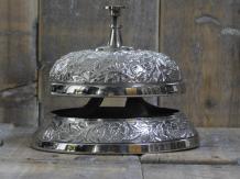 Cloche d'hôtel en nickel, cloche de client antique
