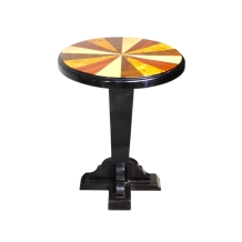 Table d'appoint Art Déco ancienne – bois – diamètre 60 cm