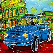 Fiat bleue à Rome – semi-abstrait – 80 x 100 cm